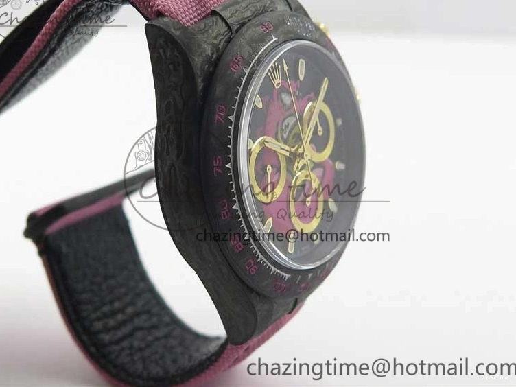 MiroTime 0326 Daytona DIW Carbon V2 WWF Best Edition Black Pink Dial On Pink Nylon Strap A Reliable 3113
